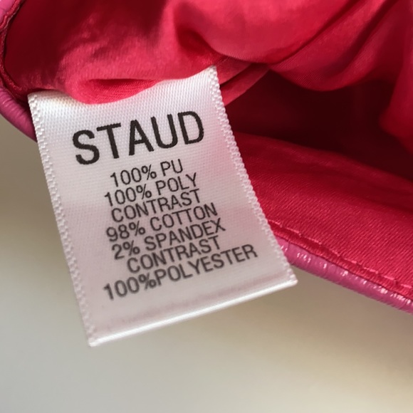 NWOT Staud Faux Leather Pink Crop Top - Picture 3 of 5